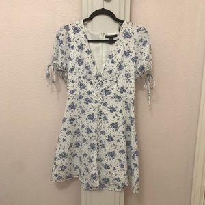 Floral Corset Style Puffed Sleeve Dress